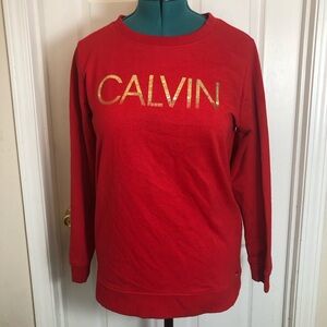 Calvin Klein Red Pullover Sweatshirt with CALVIN on Front  size L. NWOT